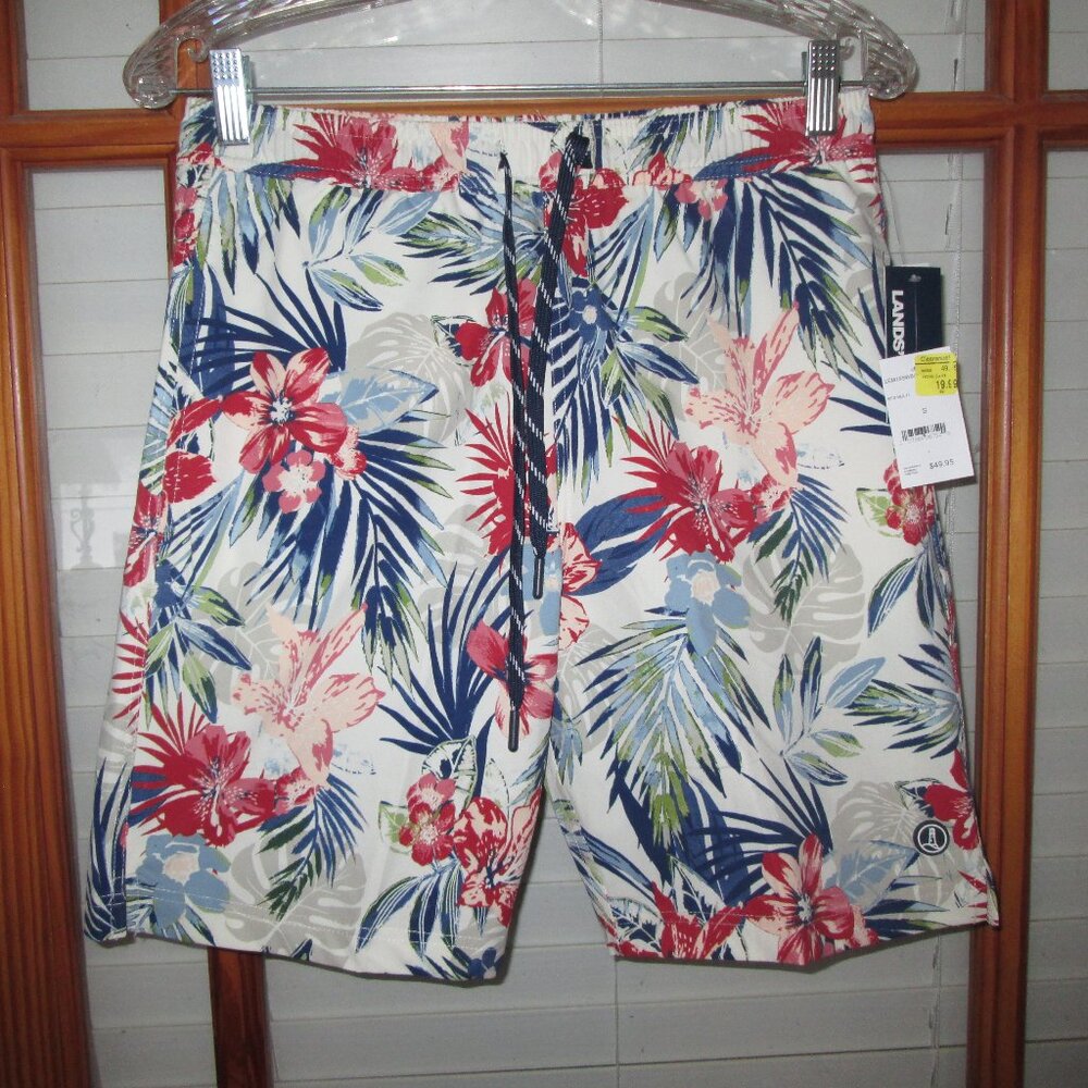 Lands' End Board Swim Shorts Floral Men's Small NEW Hydro Liner